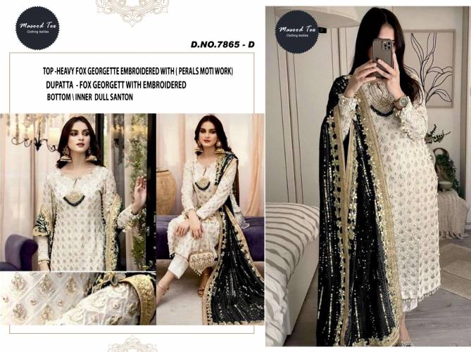 7865 A To E Mehboob Tex Embroidery Georgette Pakistani Suits Wholesale Suppliers In India